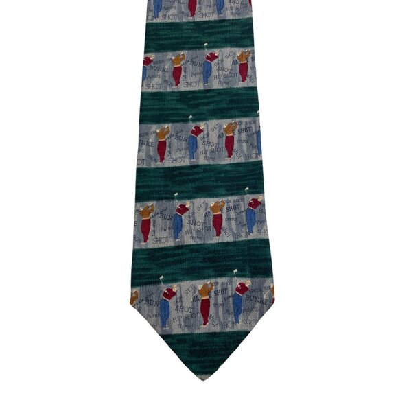 Nicklaus Multicolor Golf Theme 100% Silk Mens Tie Necktie - Picture 1 of 5